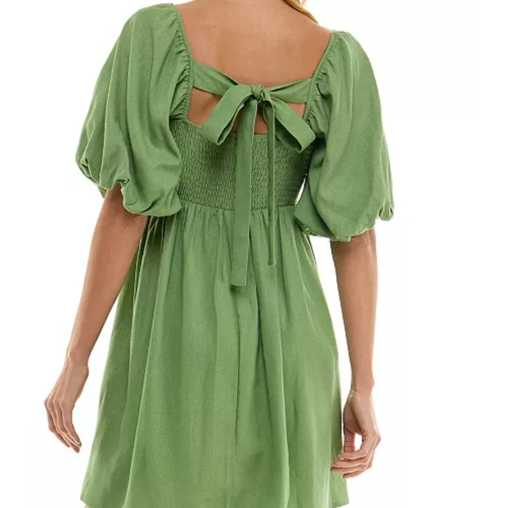 City Studios Juniors' Balloon-Sleeve Babydoll Dress. Size M - Picture 2 of 12